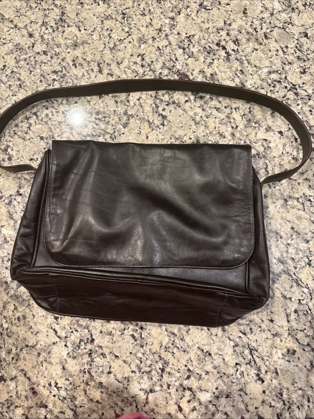 Zara Dark Brown Piel Bovine Leather Crossbody Messenger Bag